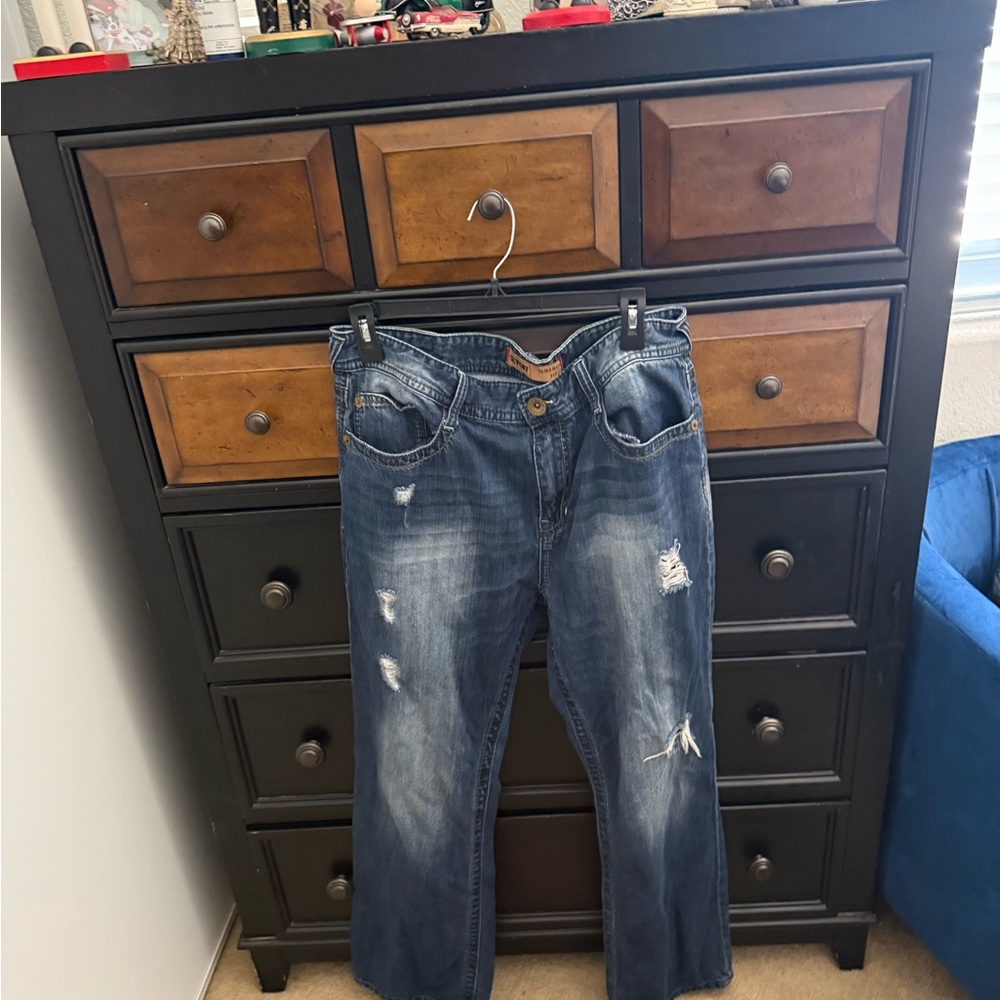 7 For All Mankind Distressed Blue Jeans